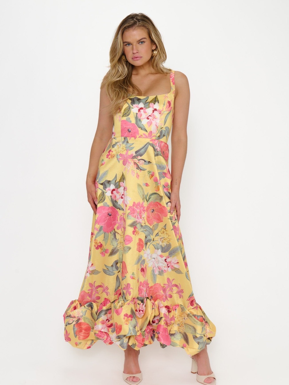 Show Me Your Mumu Rebecca Midi Dress - Mimosa Floral Taffeta